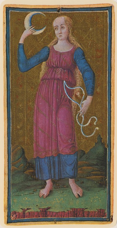 La Luna, facsimile di una carta dei tarocchi dal mazzo 